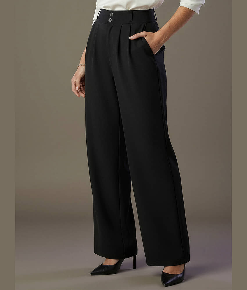 Addyvero Women Polyester Casual Trousers ( Black ) view 2