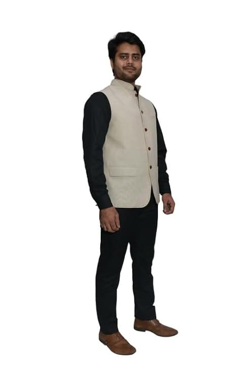 Adam In Style - Tweed Nehru Vest Coat/Polyester Fabric/Size XS To XXXL view 2