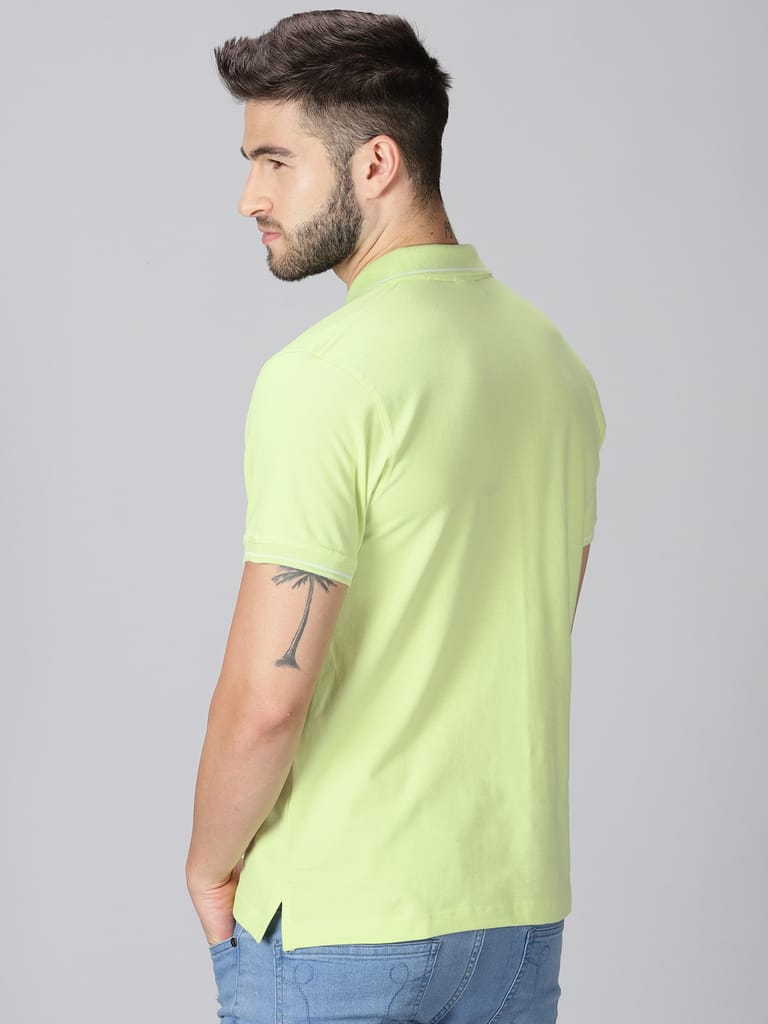 Pure Cotton Mint Green Solid Polo view 2