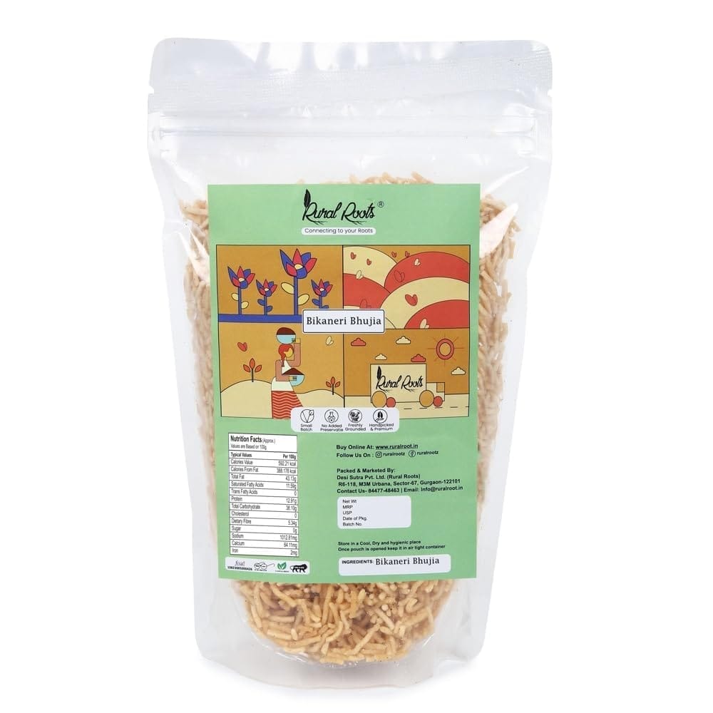 Rural Roots Authentic Bhujia (200g) | Handmade Namkeen Snack | Traditional Recipe | Crispy & Spicy Flavor | Perfect Tea-Time Treat | Made in India view 2