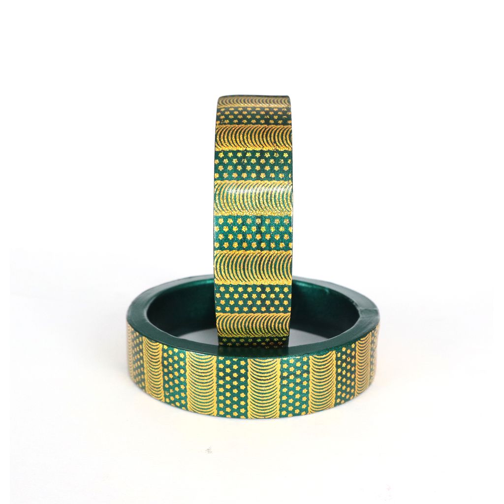 FHS traditional Handmade Lac Bangle - Green view 2