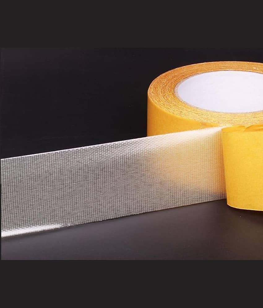Double-Sided Carpet Tape 3 cm × 5m – Super Strong, Non-Slip, Waterproof Yellow Tape – Ideal for Arts, Crafts, Packaging & Outdoor Use, Crafting Tape, Mesh Grid Adhesive for Rugs view 2