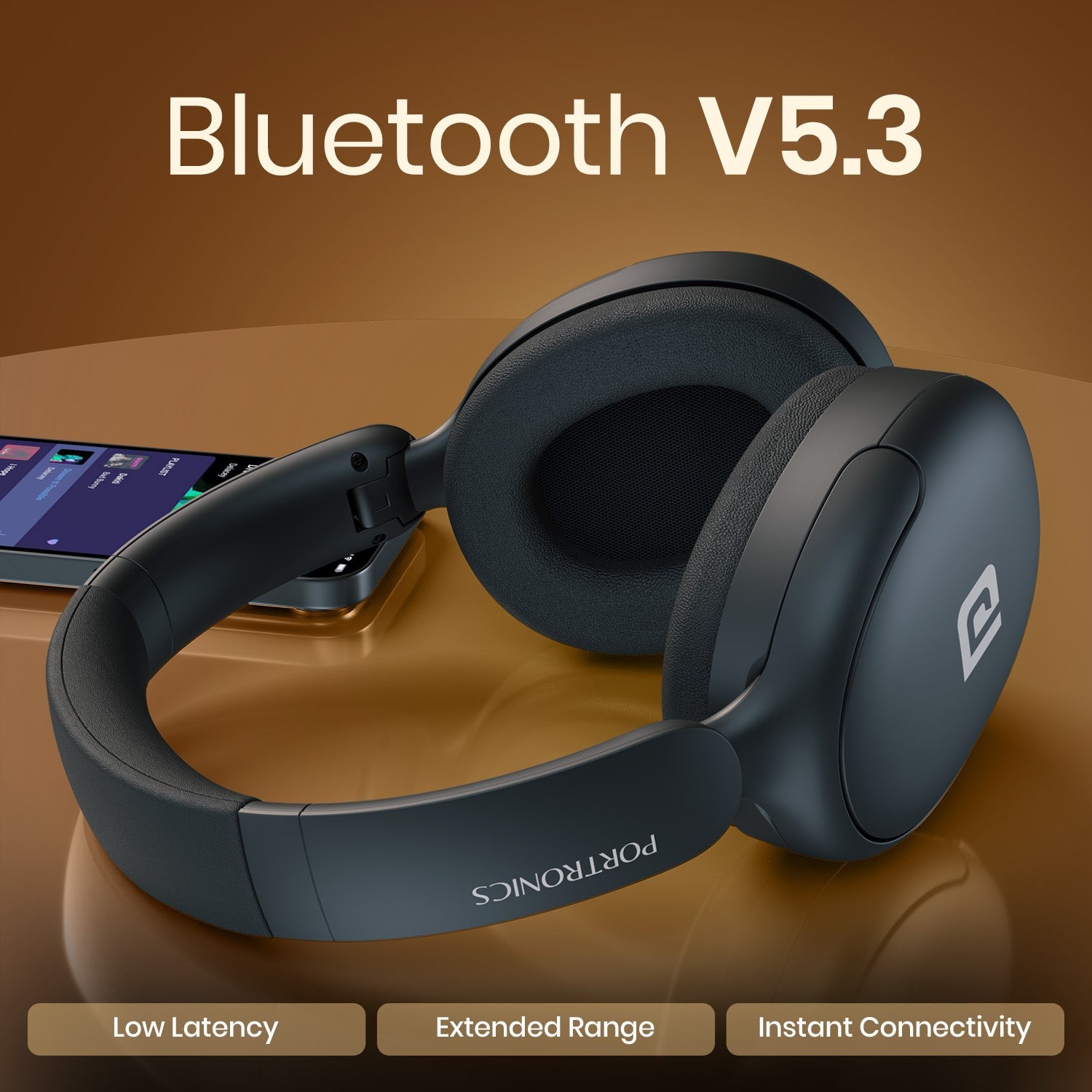 Portronics Muffs M5 Quad Mic, Powerful Bass, Adjustable Fit, Type C Fast Charging view 2
