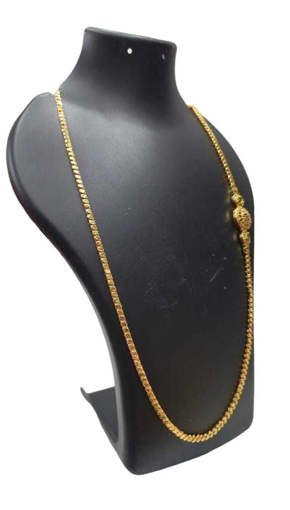 Gold Plated Long Necklace Temple Jewellery Chain for Women view 2