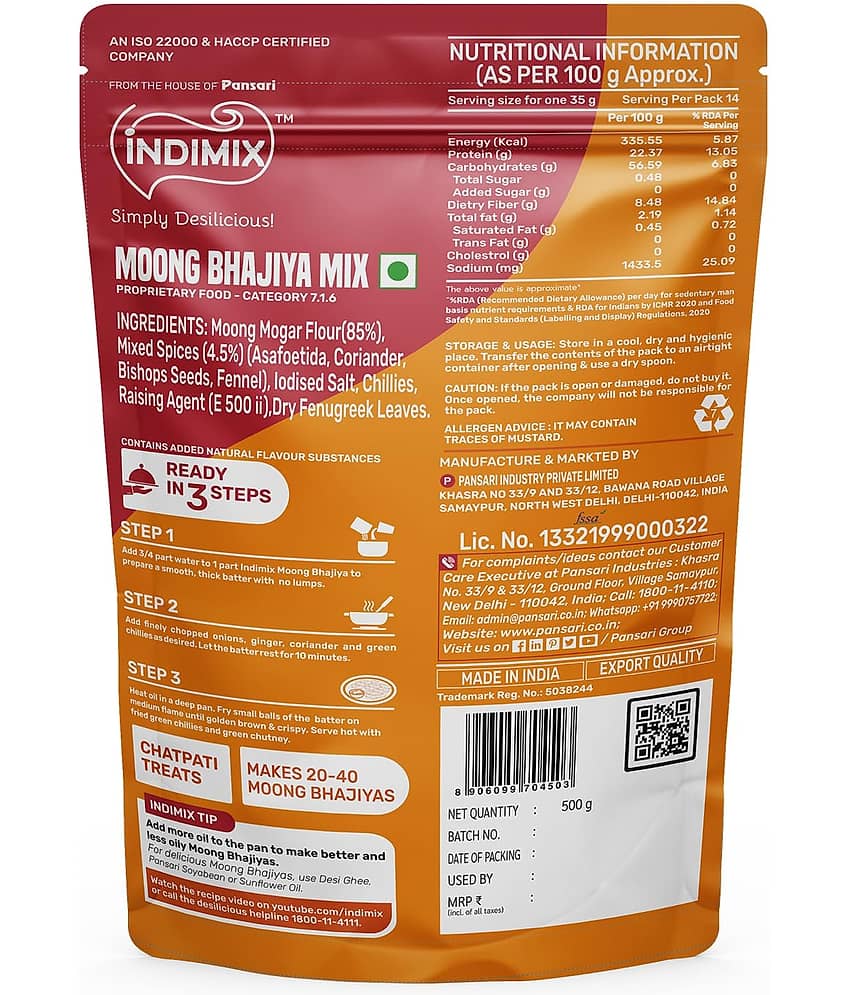 INDIMIX Ready-Cook Moong Bhajiya 500 gm view 2