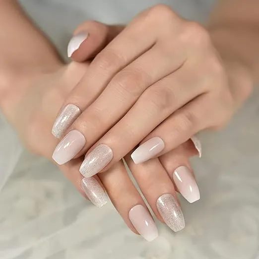 Premium Press-On Nail Kit Set Reusable Artificial Nails with Glue Multiple Colors & Sizes (Black, Nude, Pink, Rose Gold) Full Cover False Nails for Women Salon Style Manicure at Home 120ps (cream) view 2