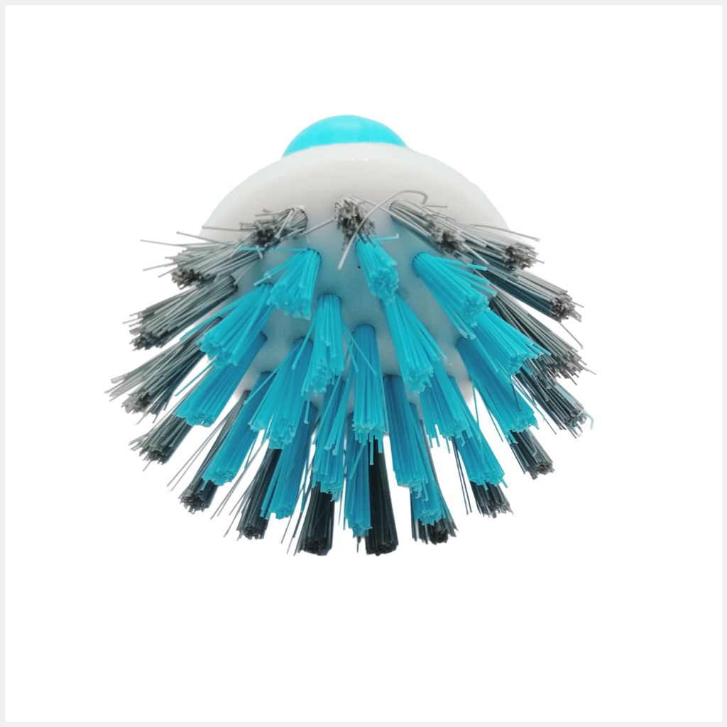 Kitchen Sink Cleaner Brush - Round Shape - Plastic (Blue) - Wash Basin Cleaning Brush - Handheld Scrubber for Bathtubs - Dirt Remover - Drain Hole Block Remover view 2