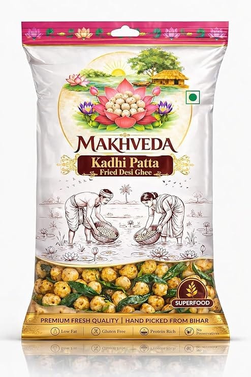 MAKHVEDA - Roasted Kadi Patta Fried Makhana| Desi Ghee Roasted | Premium Jumbo Phool Makhana | Healthy Snack | Fox Nuts | Lotus Seeds | Desi Superfood | Upwas Special | Vrat Makhana