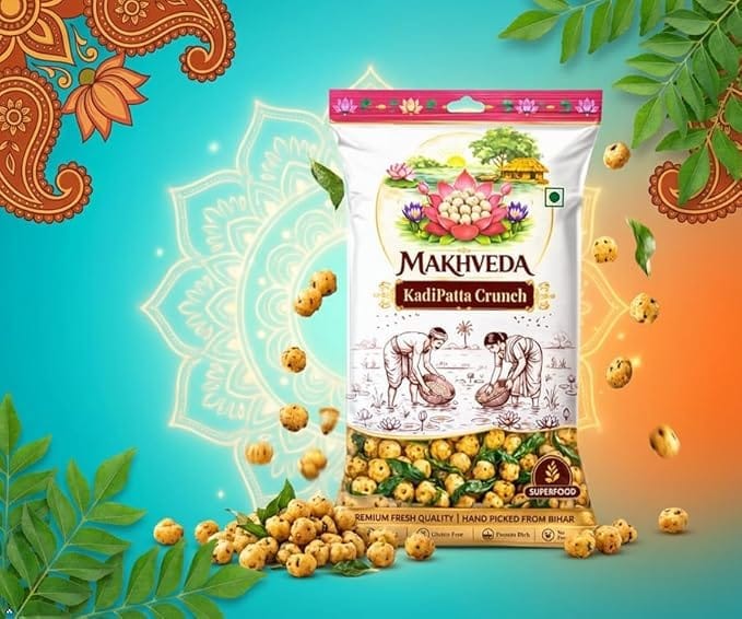 MAKHVEDA - Roasted Kadi Patta Fried Makhana| Desi Ghee Roasted | Premium Jumbo Phool Makhana | Healthy Snack | Fox Nuts | Lotus Seeds | Desi Superfood | Upwas Special | Vrat Makhana view 2
