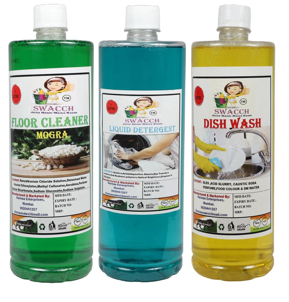 Home Care Combo Floor Cleaner Mogra, Liquid Detergent, Dish Wash Lemon (1 Litre) (Pack of 3) view 2