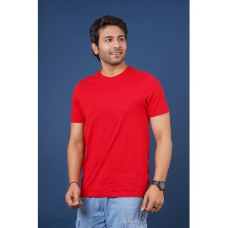 Red Line Mens Red Solid 100% Cotton Round Neck T-Shirt view 2