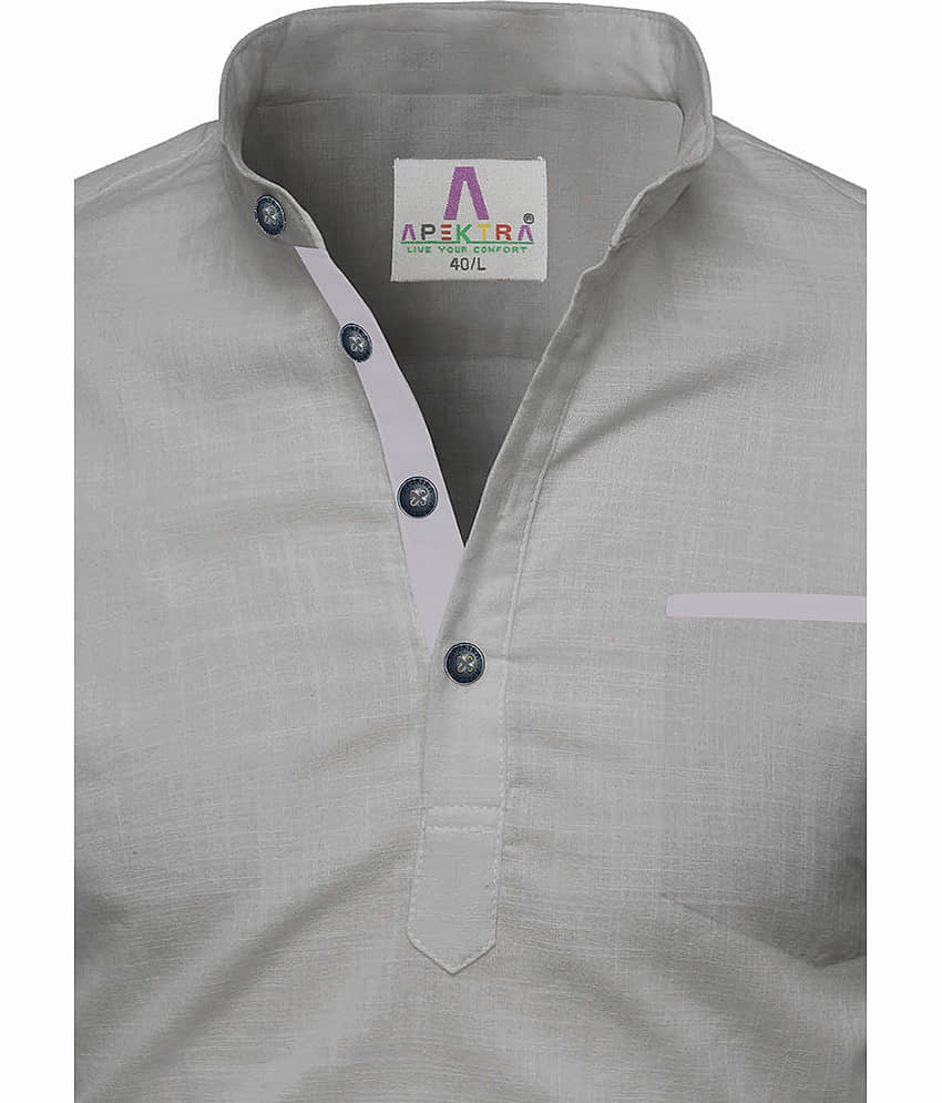 Apektra Grey Cotton Men's Shirt Style Kurta ( Pack of 1 ) view 2