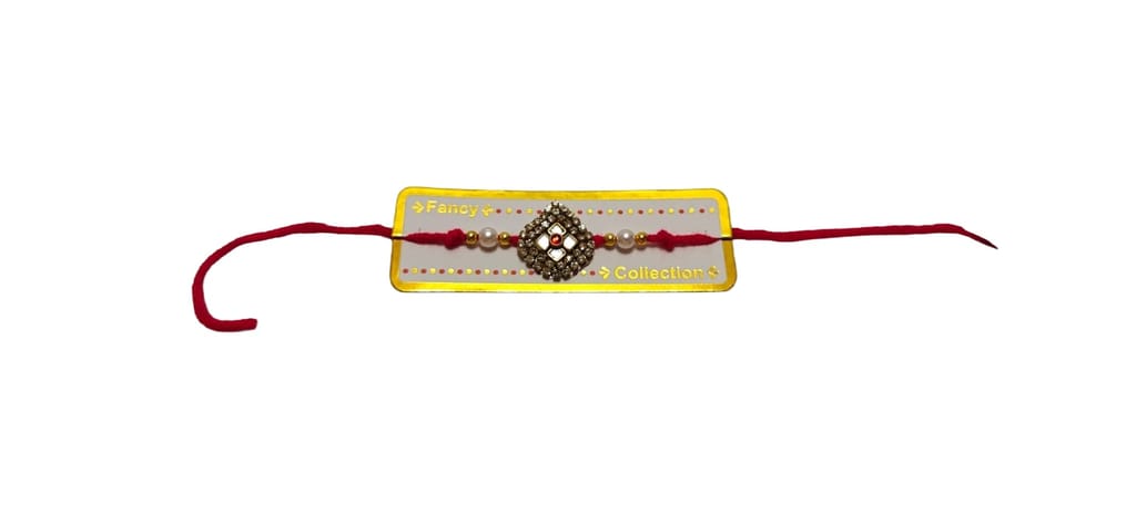 Rhinestone and Pearl Studded Rakhi for Raksha Bandhan view 2