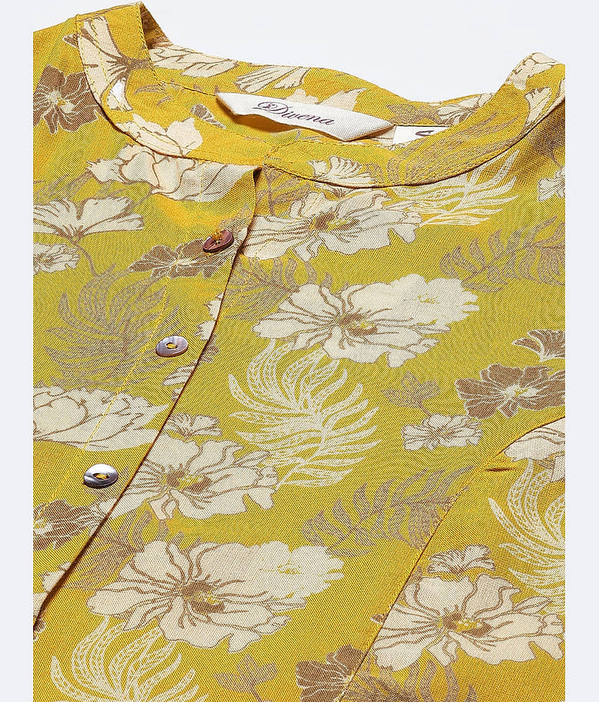 Divena - Mustard Rayon Women's Ethnic A-Line Top ( Pack of 1 ) view 2