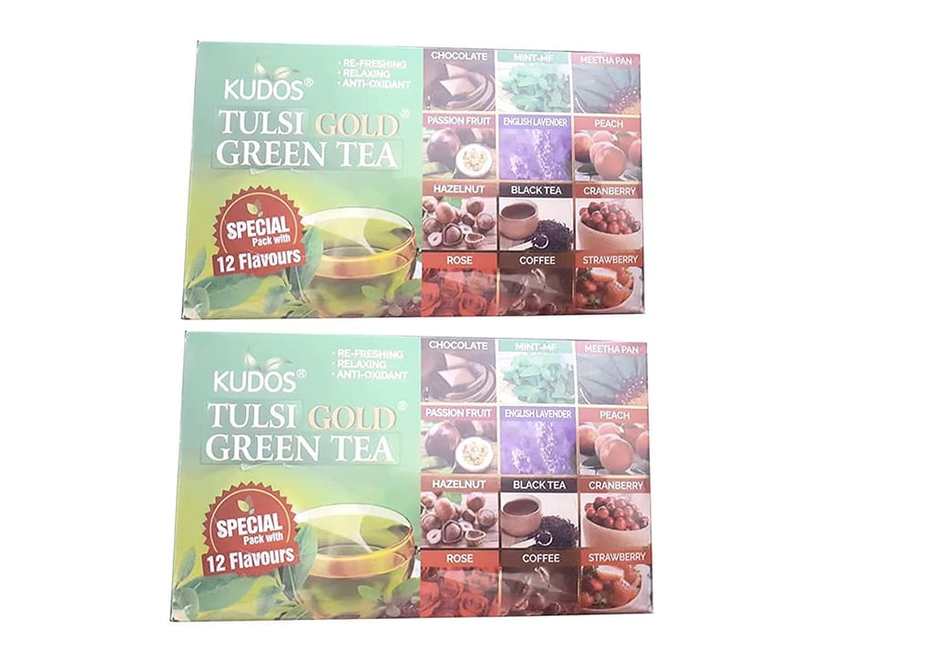 Kudos Tulsi Gold Green Tea Pack Of 2 (Special Pack With 12 Flavours) view 2
