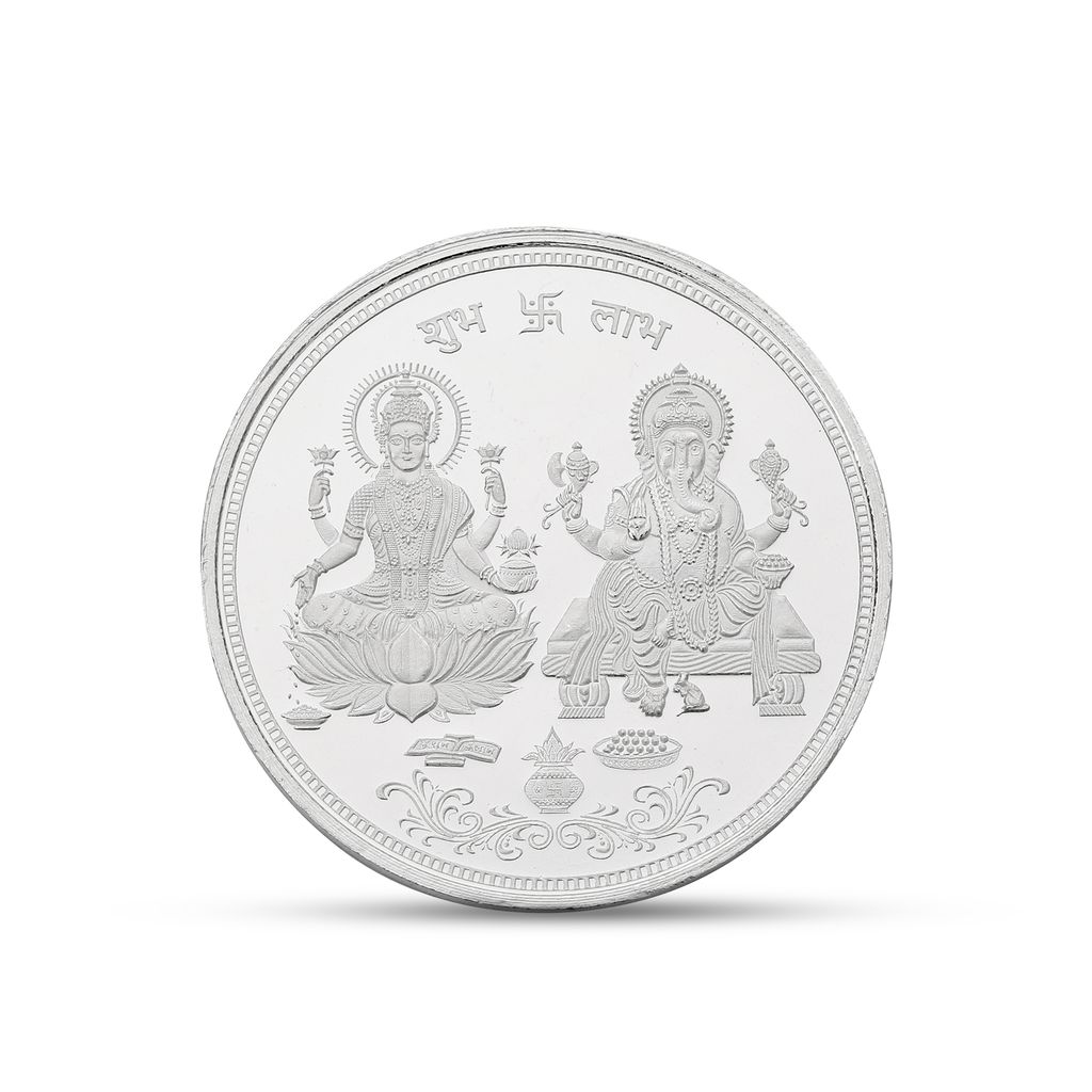 20g Fine Silver 999 Lakshmi Ganesh Coin | Shubh Labh Engraved Pure Silver Coin | Diwali Pooja & Gifting