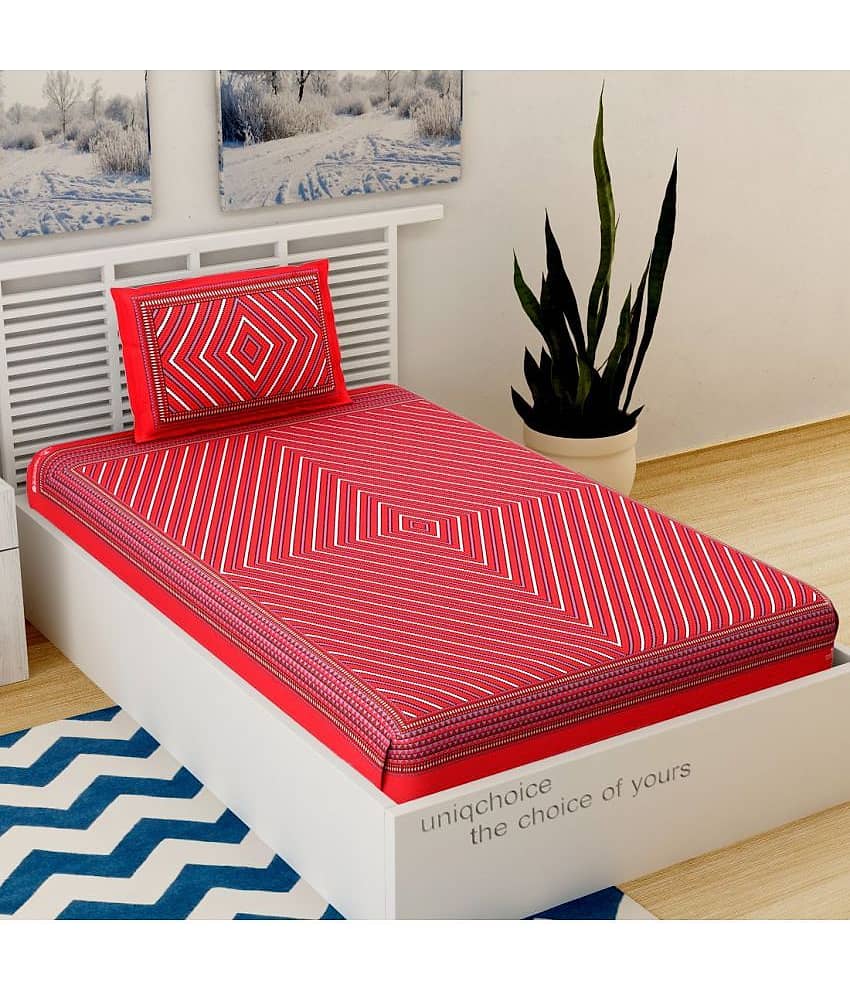 Uniqchoice Cotton Single Bedsheet ( Red ) view 2
