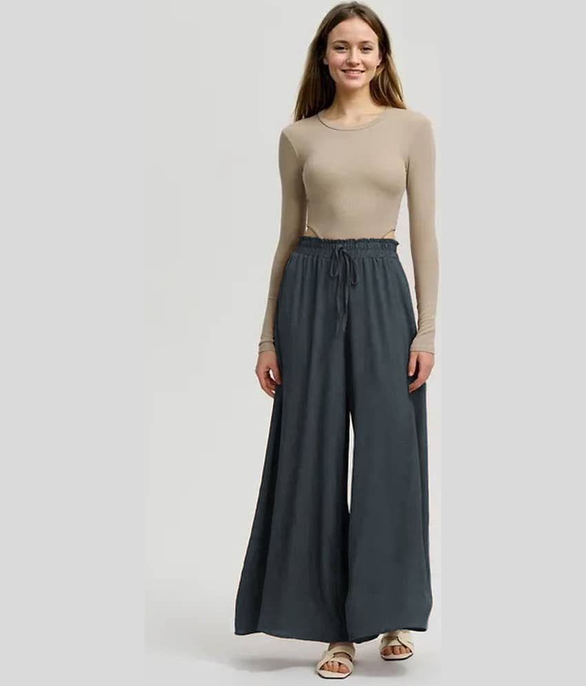 kotty Women Rayon Blend Casual Trousers ( Beige ) view 2