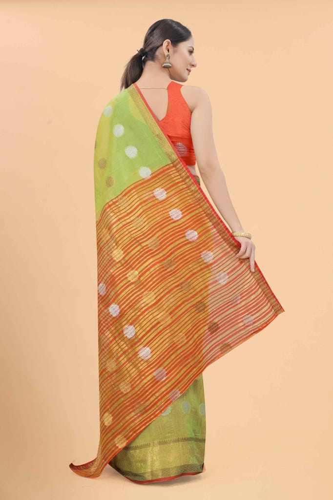 Women's Pure Cotton Woven Saree With Unstiched Blouse Piece view 2