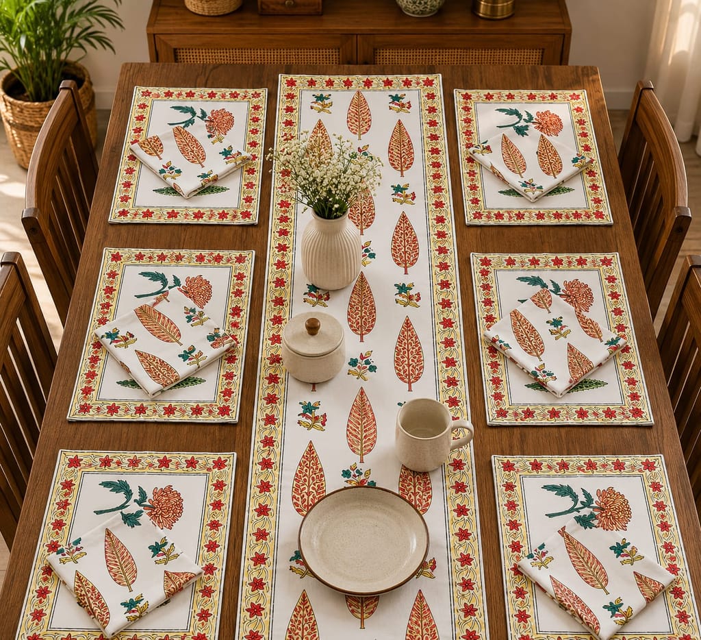 13 Pieces Handlock Dining Table Runner Set | Assorted Colour view 2