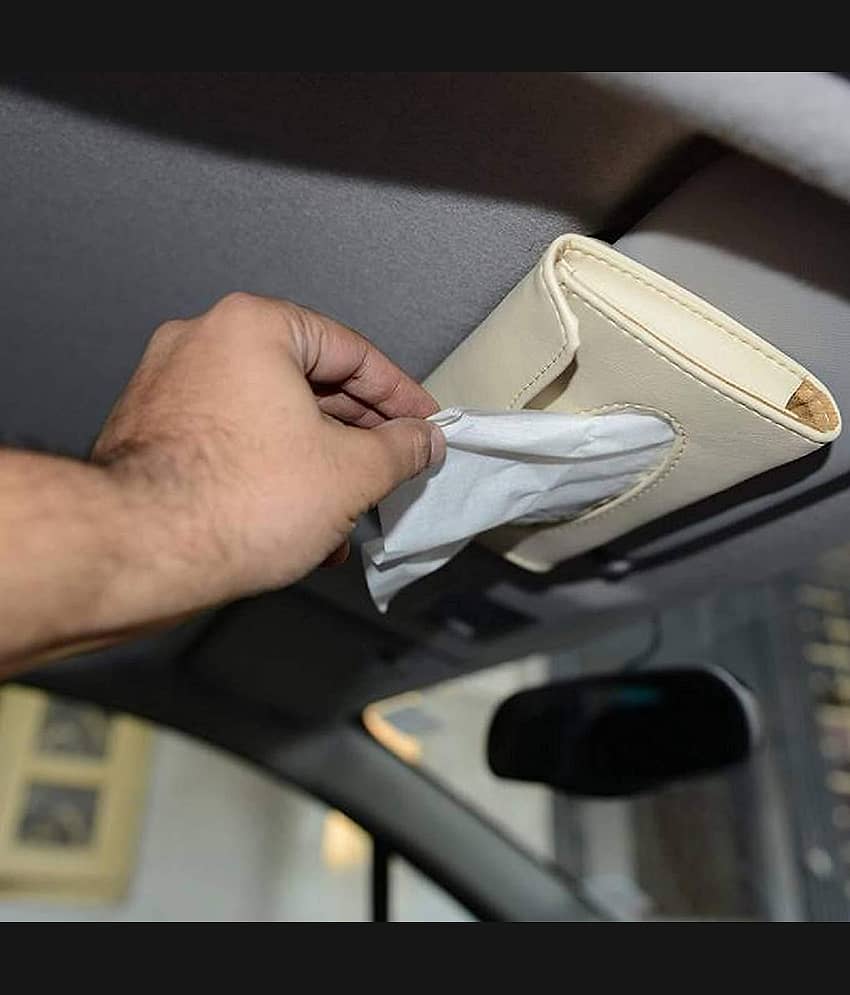 Car Tissue Dispenser Leather Beige view 2