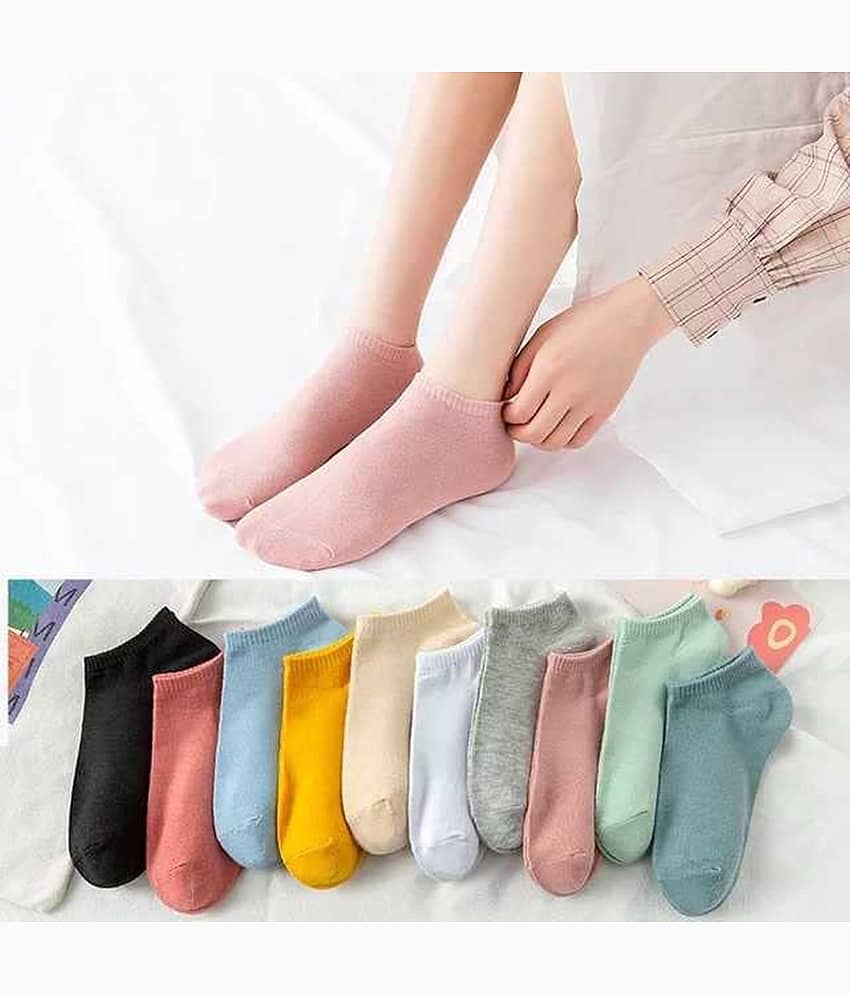 THRIFTKART Pack of 4 Women's Cotton Ankle Length Socks ( Multicolor ) view 2