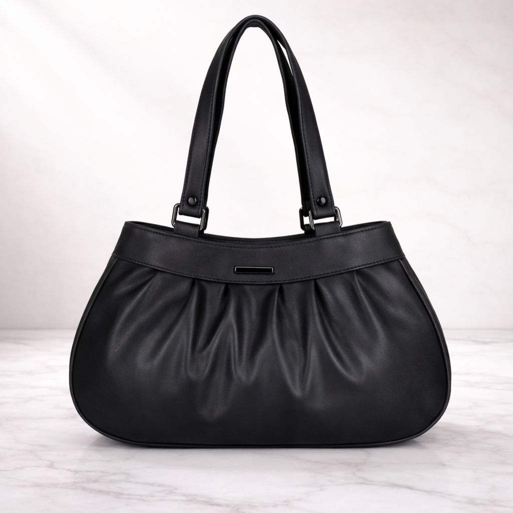 Elegant Women’s Pleated Handbag with Dual Shoulder Straps | Daily Use Stylish Purse view 2
