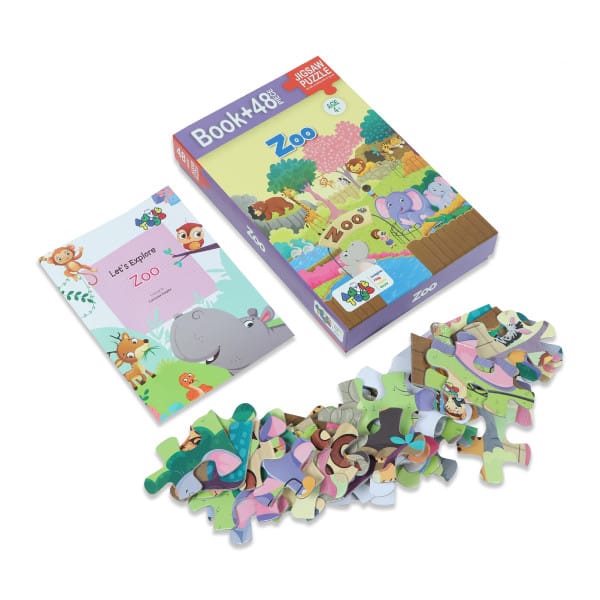 Advit Toys Zoo Jigsaw Puzzle - 48 Piece + 24 Pages Educational Book view 2