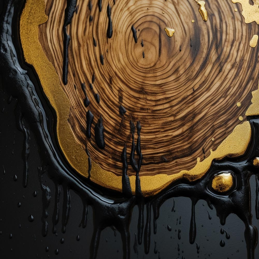 ABSTRACT GOLD FIGURE 24in X 24in WITH BLACK FRAME view 2