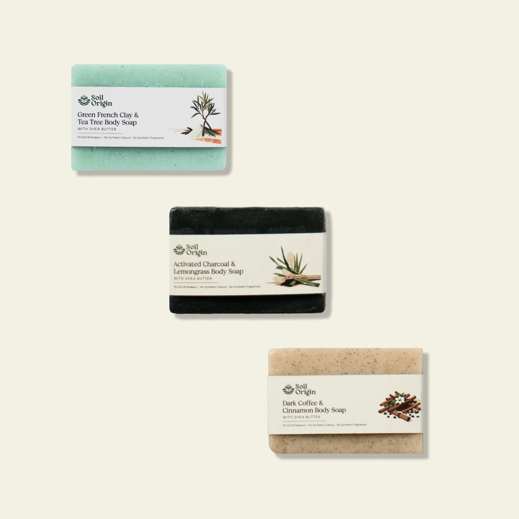 Handmade Body Soap Combo - Green French Clay, Charcoal Lemongrass, Coffee Cinnamon (pack of 2)