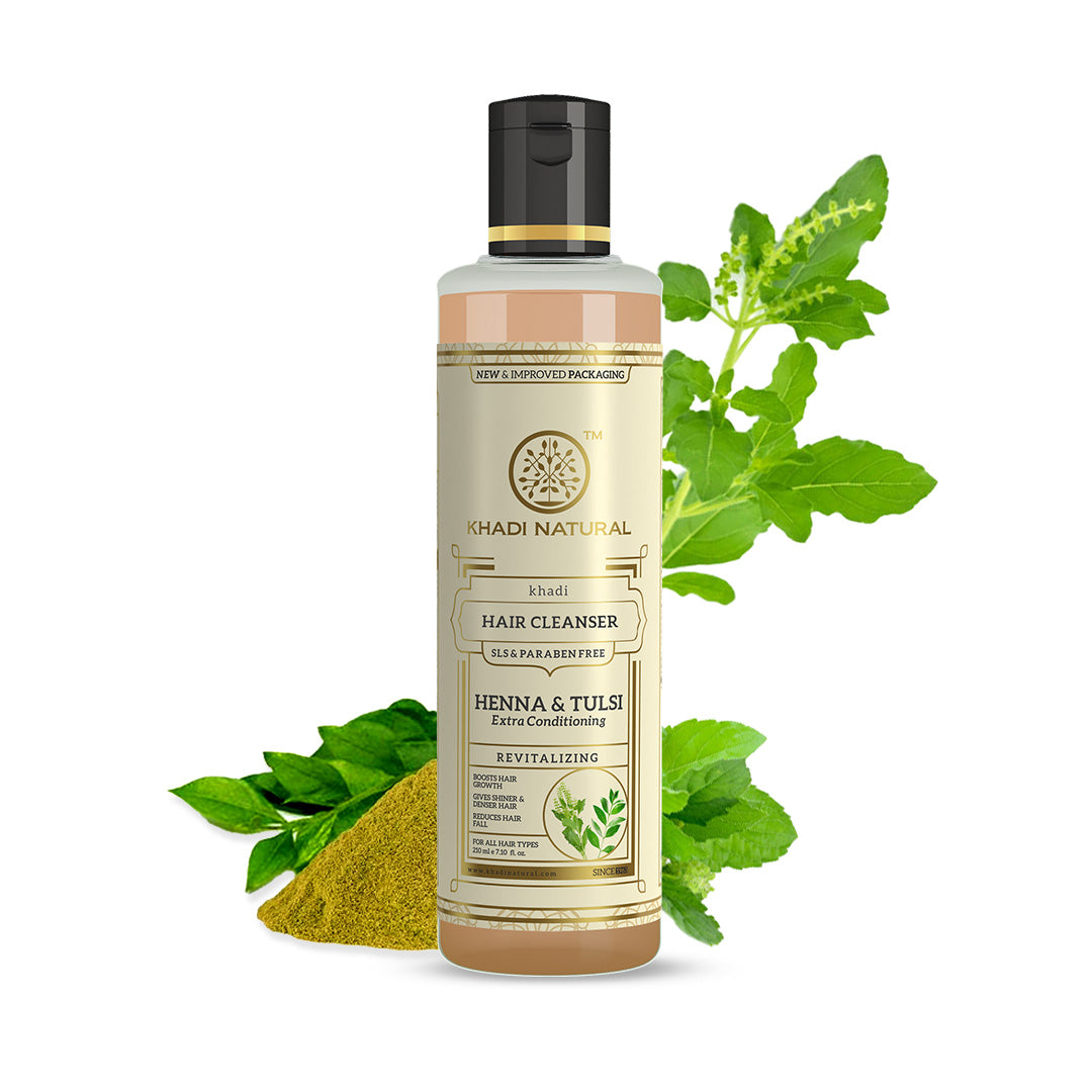 Khadi Natural Heena & Tulsi Extra Hair Conditioning Cleanser SLS & Paraben Free - 210ml Sale view 2