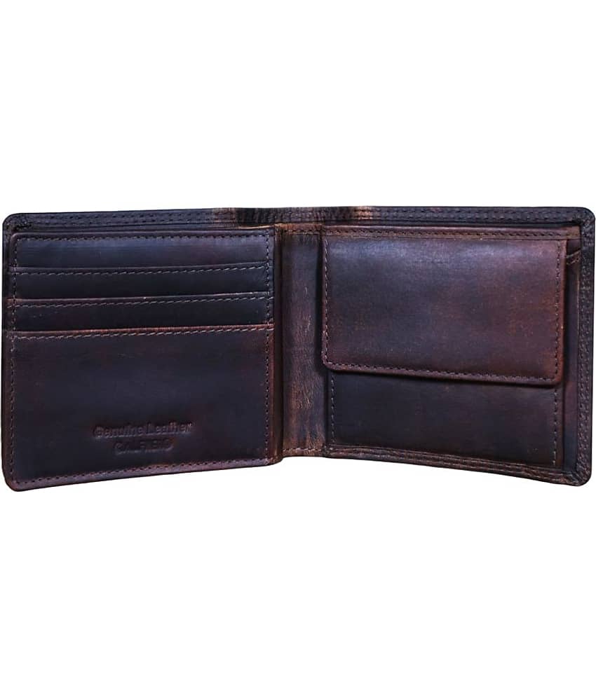 Calfnero Coffee Leather Men's Two Fold Wallet ( Pack of 1 ) view 2