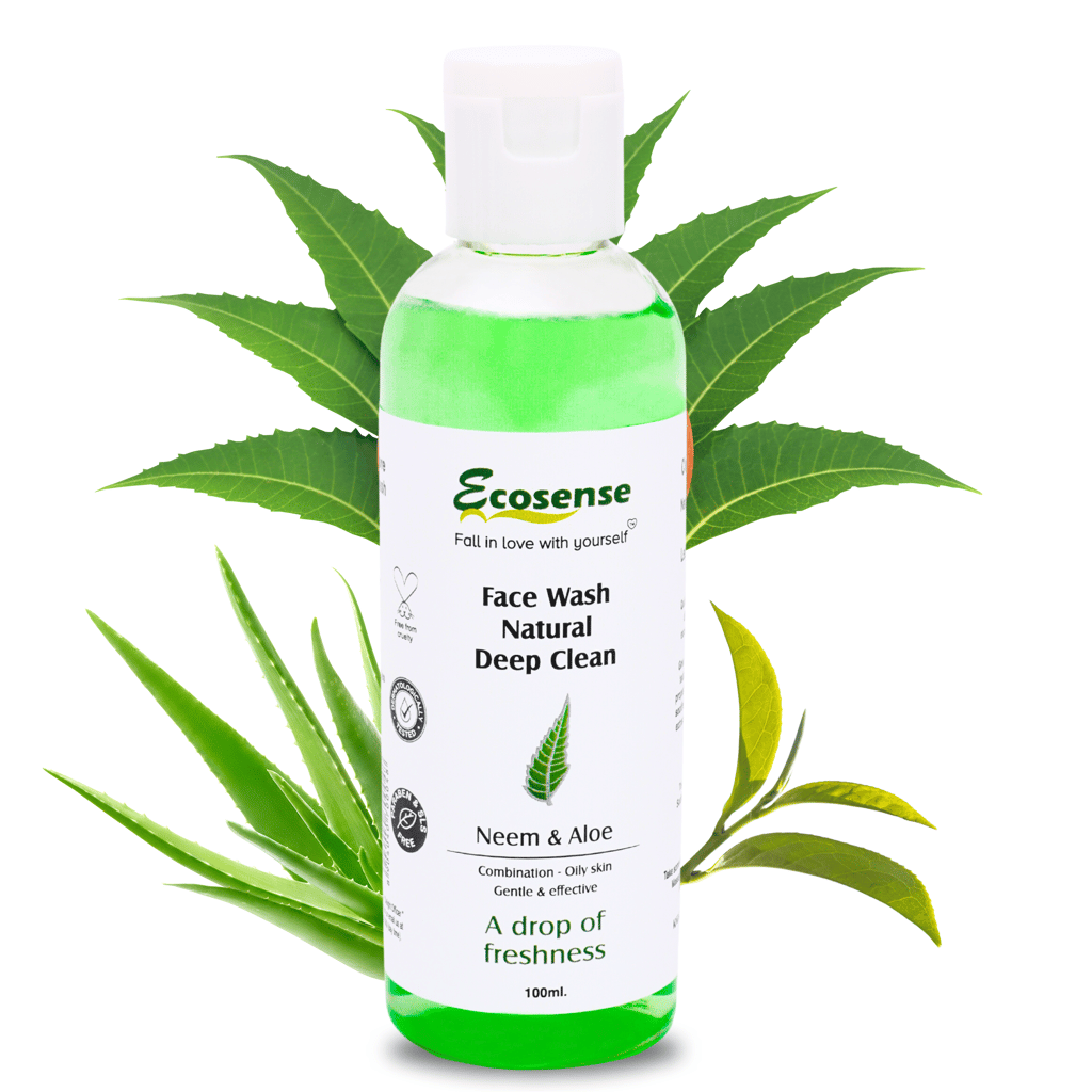 Ecosense Neem & Aloe Vera Face wash with Tea Tree Extract for Acne & Pimples | Detoxifies Skin | Purifies for Glowing Skin Face Wash (100 ml)