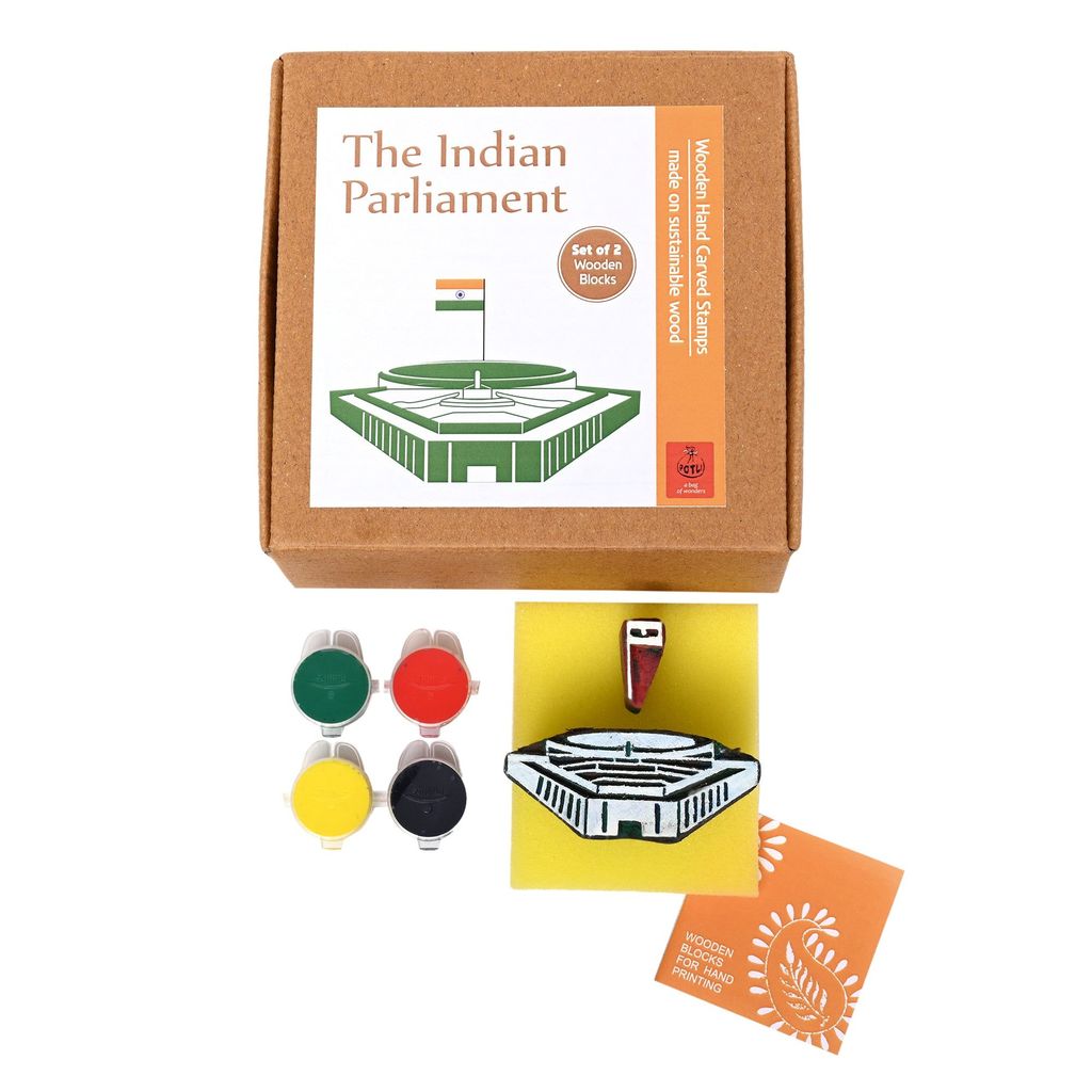 DIY Wooden Block Printing Set New Parliament of India view 2