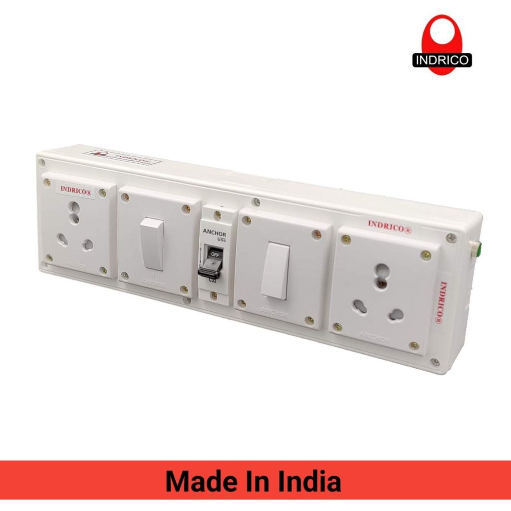 INDRICO? Extension Board for Heavy Appliances, AC/Washing Machine/Fridge/Micro Oven (2+2) 20 AMP 2.5 mm 3 core Copper Wire New (White) view 2