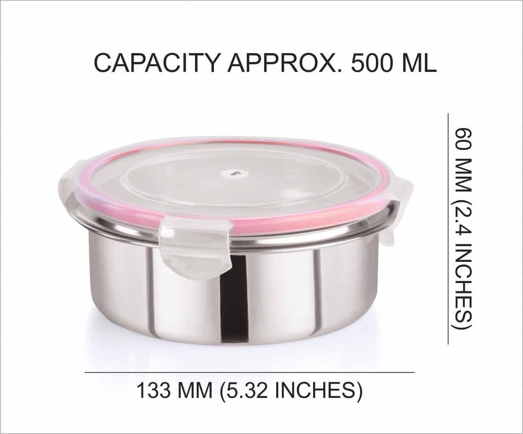 "Flip & Seal" Stainless Steel Airtight storage container (250mL,350mL,500mL,700mL) view 2
