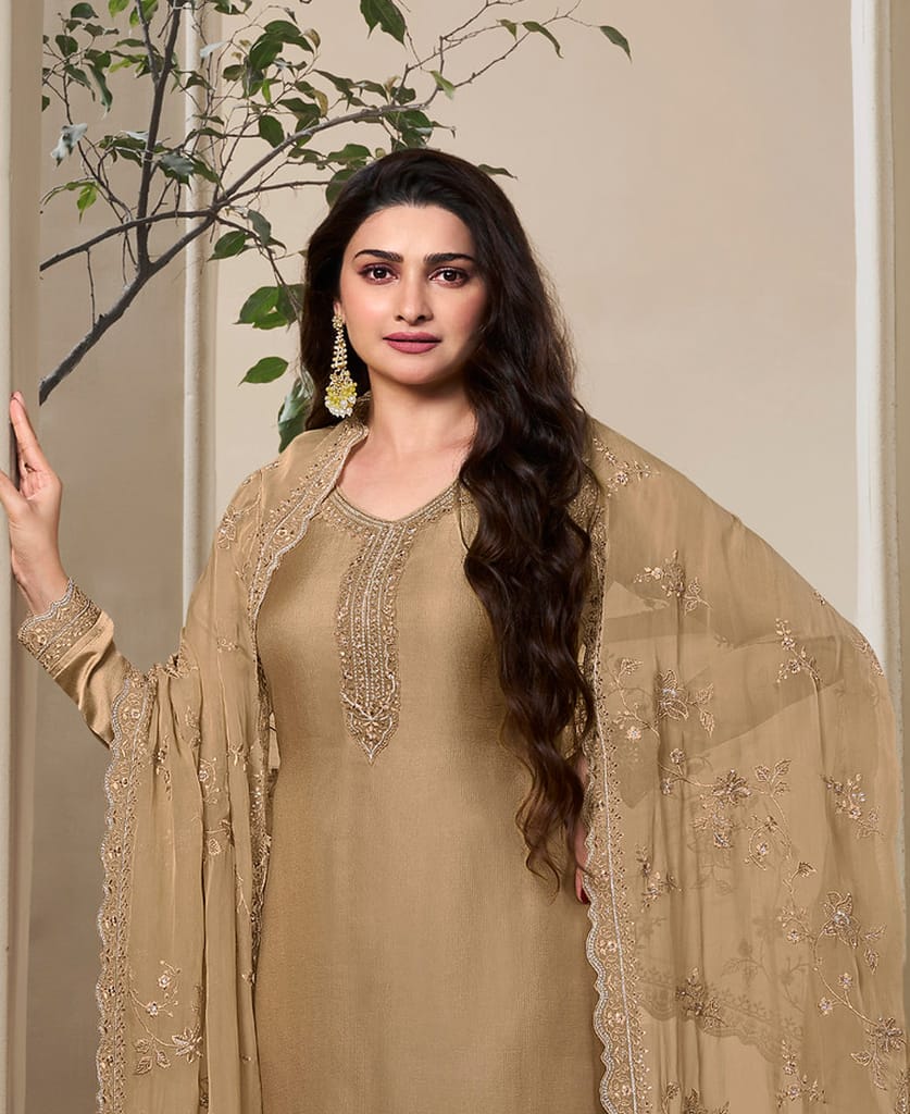 New Wedding Wear Crepe Silk Straight Suit for Women view 2