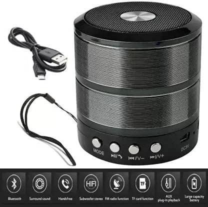 Multi-Function Portable Bluetooth Speaker with FM Radio, AUX, USB, TF Card Slot, and High Bass Sound - Compact and Travel-Friendly Color - Blue view 2