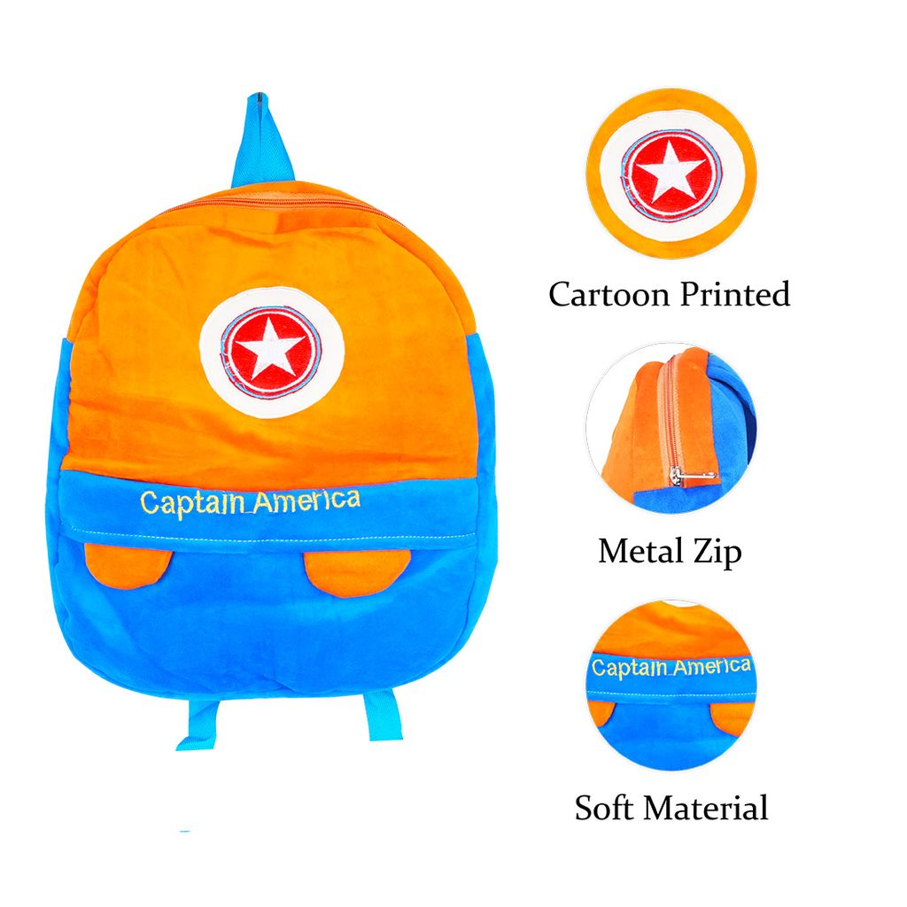 Captain America Bag for School | Kids School Bags | Kids Backpacks | Backpacks For School | Velvet School Bag | Cartoon Designed Bag | Soft Skin Bag | Light Weight Bag view 2