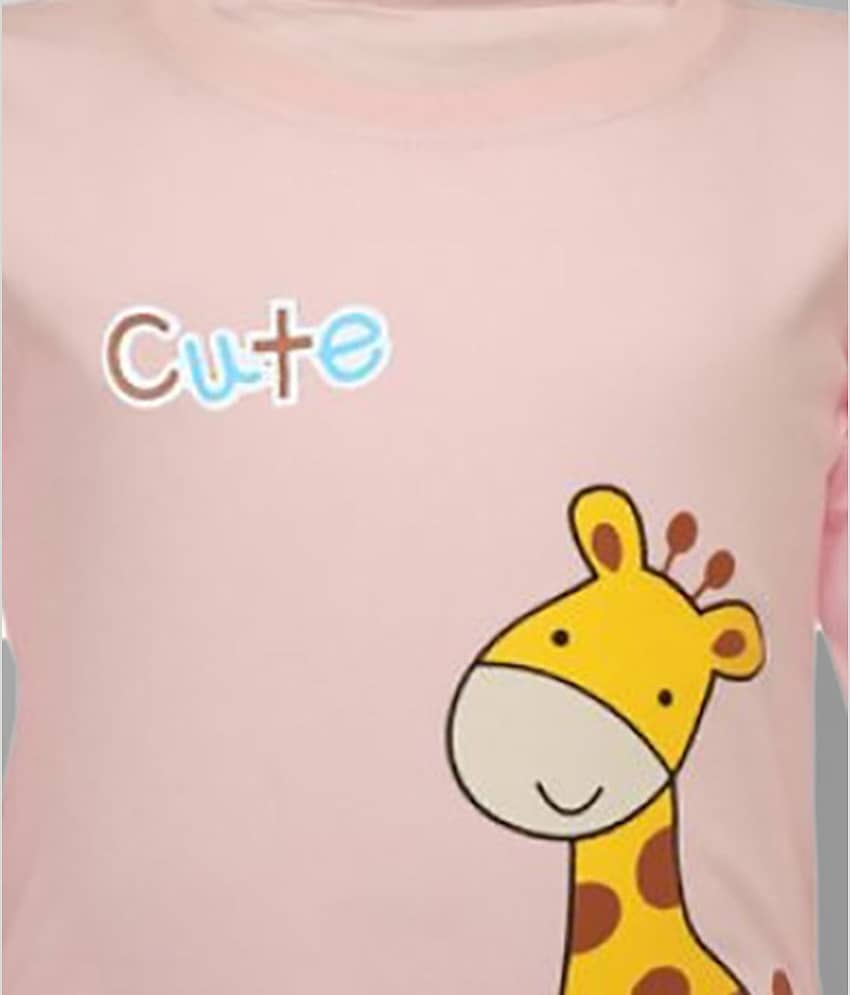 CATCUB Pack of 1 Boys Cotton Blend T-Shirt & Pants Set ( Pink ) view 2