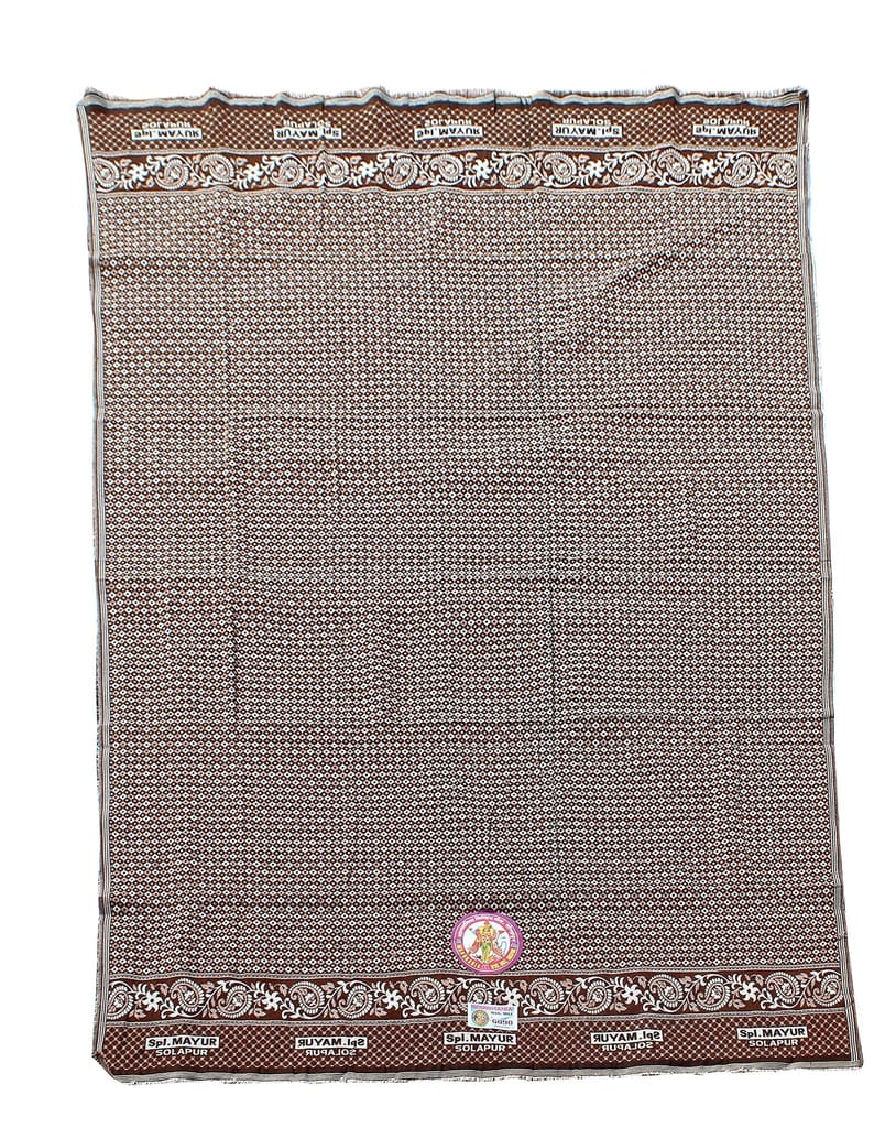 Mandhania Mayur Solapur Chaddar 100% Cotton Dailyuse Single Bed Blanket Pack of 1 Brown view 2