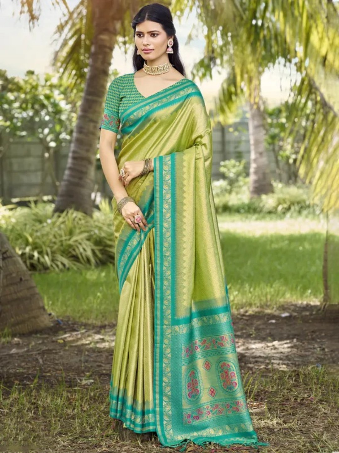 Light Green Silk Saree view 2