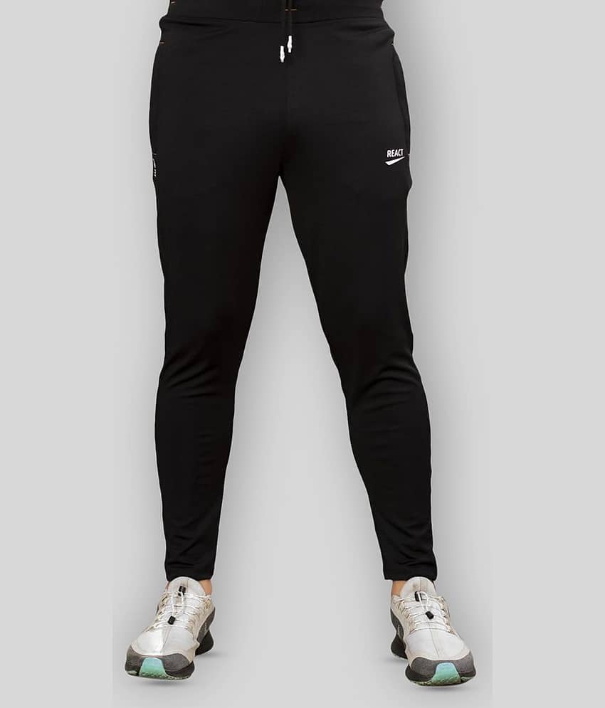 react Black Polyester Lycra Trackpants Single
