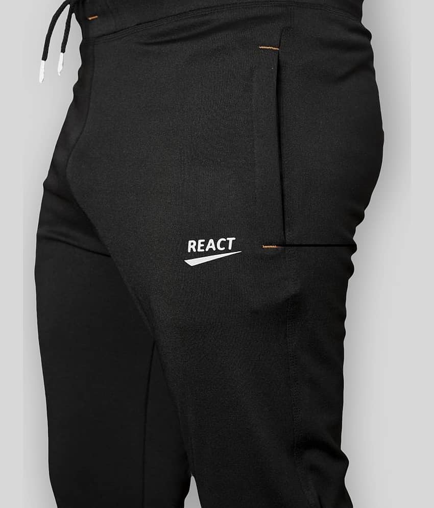 react Black Polyester Lycra Trackpants Single view 2