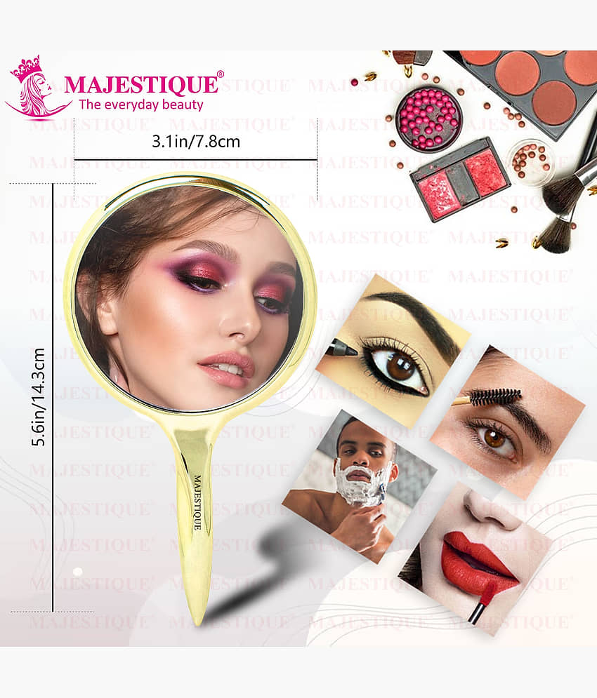 Majestique Handheld Mirror With Handle, Perfect for Vanity, Decorative and Travel Use - Multicolor view 2