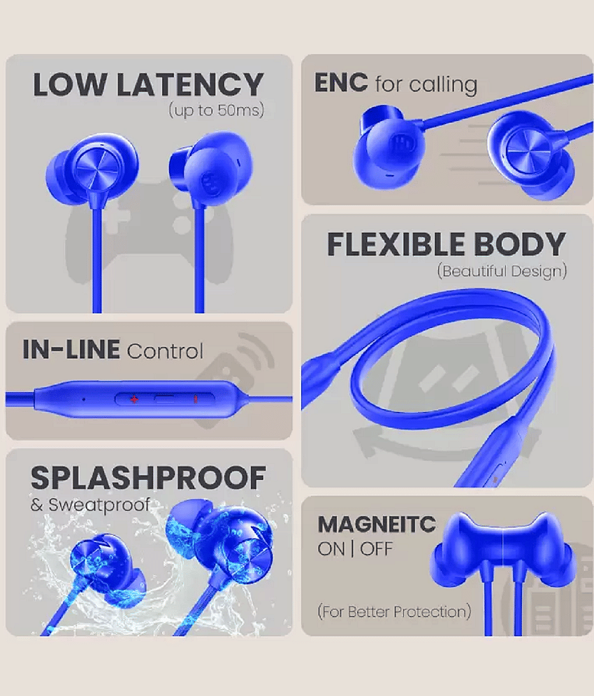 Bullet blue Amaze Upto 50 Hours* Playtime, Fast Charging, Dual Pairing Neckband Bluetooth view 2
