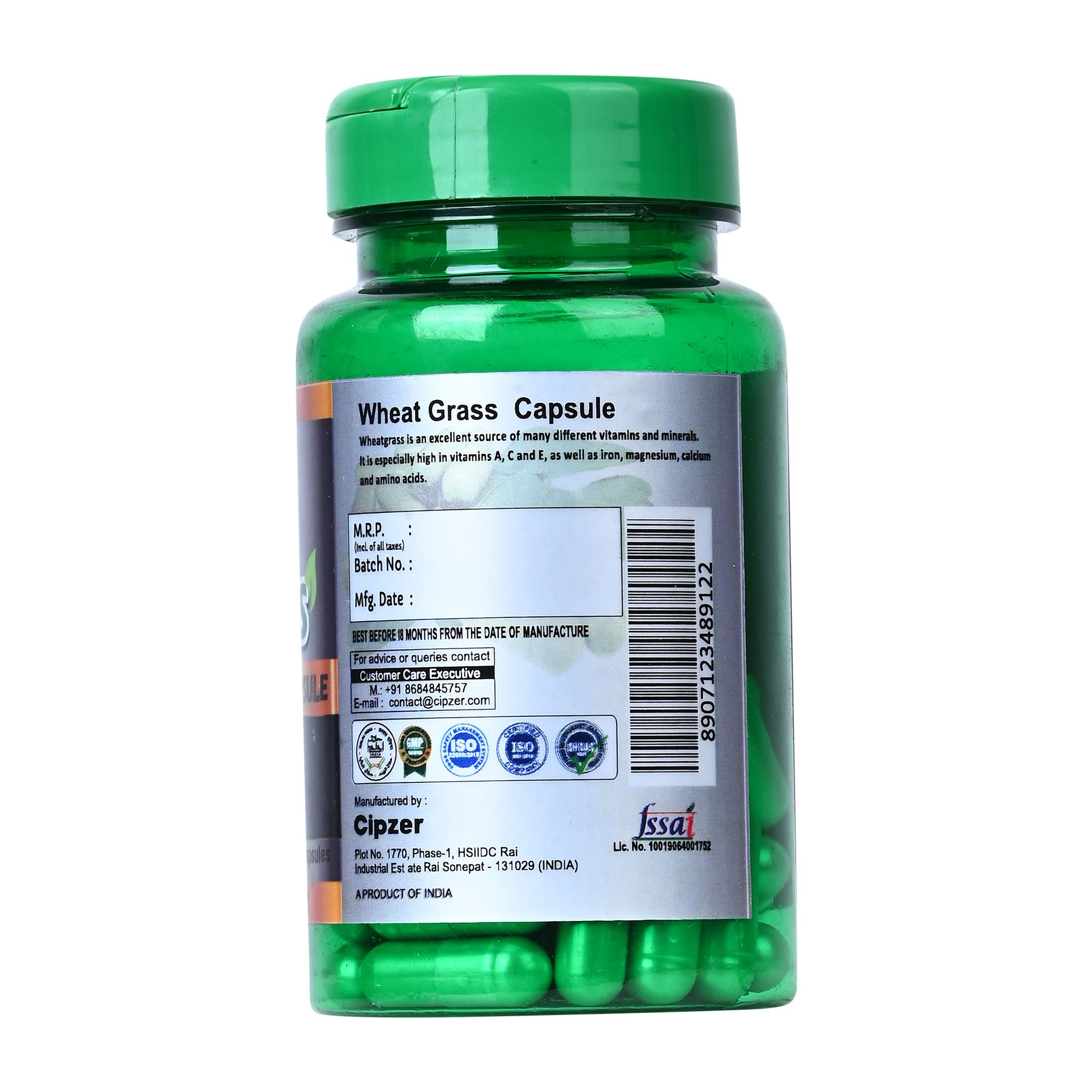 Cipzer Wheat Grass (30 Capsules): Detoxify, Alkalize & Boost Immunity Powerhouse view 2