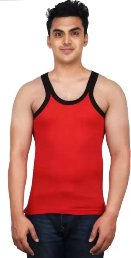 4 pc's Mens Cotton Color Gym Vest|STREACHABLE FABRIC|Fitted|Modern fit vest view 2