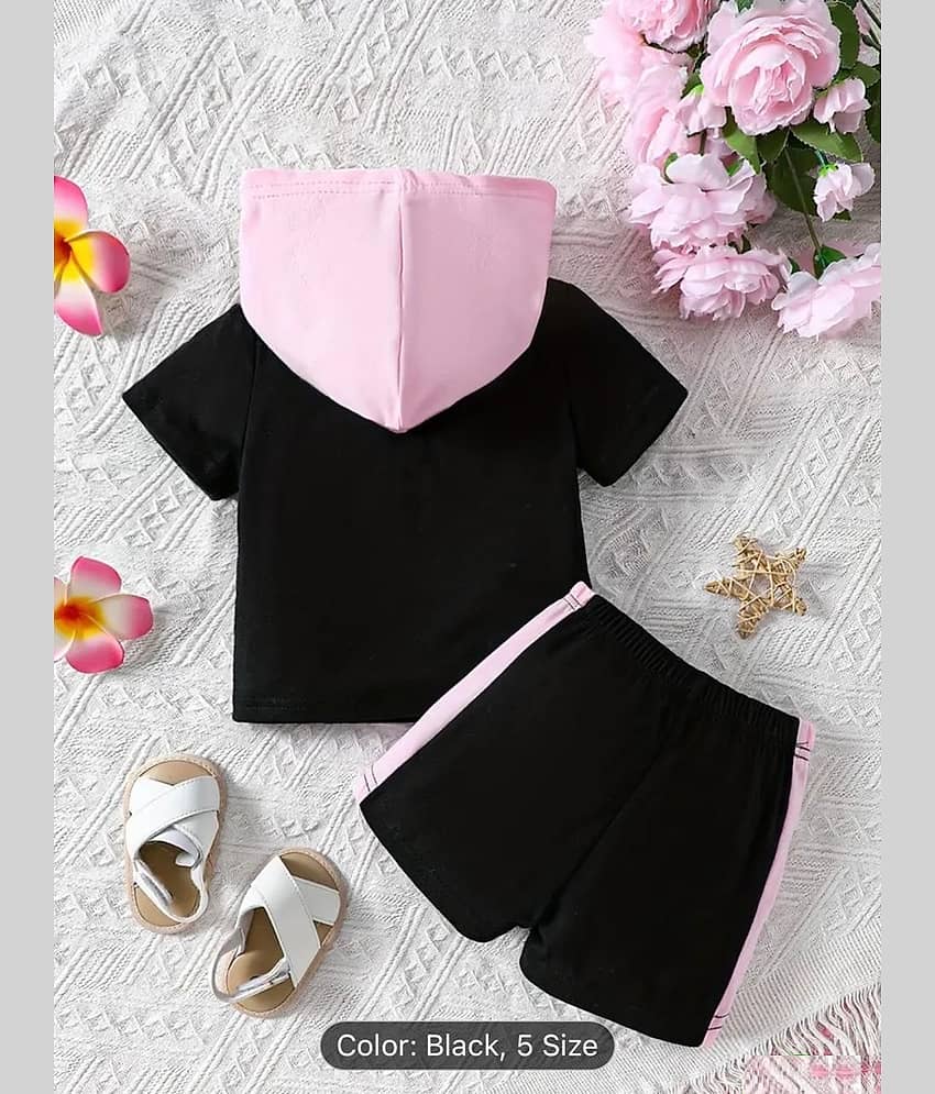 CUTEVIBE Pack of 1 Baby Girls Cotton Blend Top With Shorts ( Black ) view 2