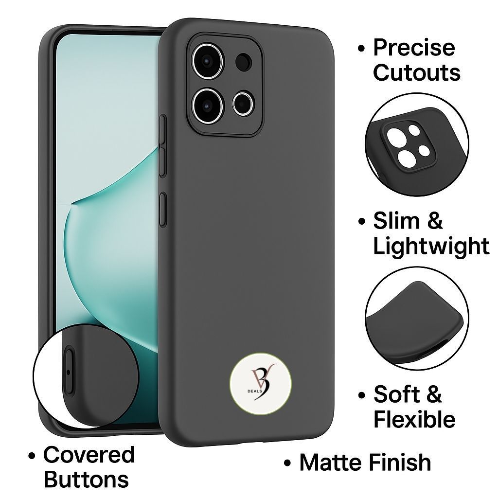 V3Deals Back Cover for Oppo F31 5G Matte Silicone Camera Protection | Slim Fit Shockproof Bumper Cover | Anti-Slip Soft Rubberised Case for Oppo f31 5g Back Cover & Oppo f31 Cover (Black) view 2